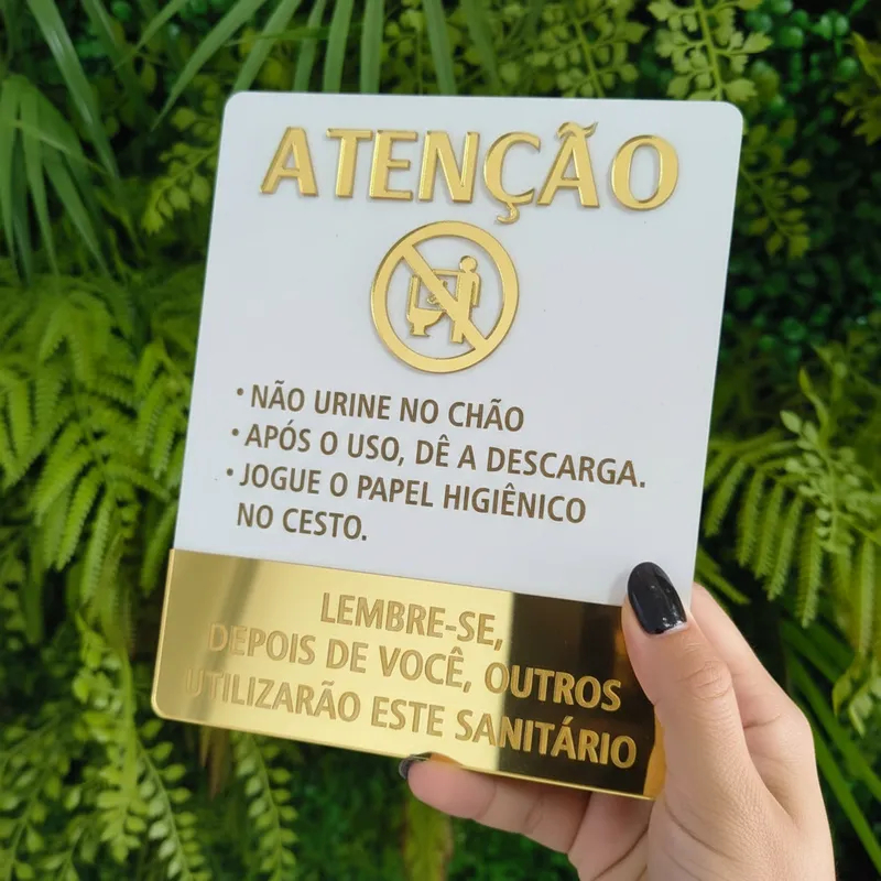 Placa de Sinalização interna Regras de Banheiro 14x18 cm