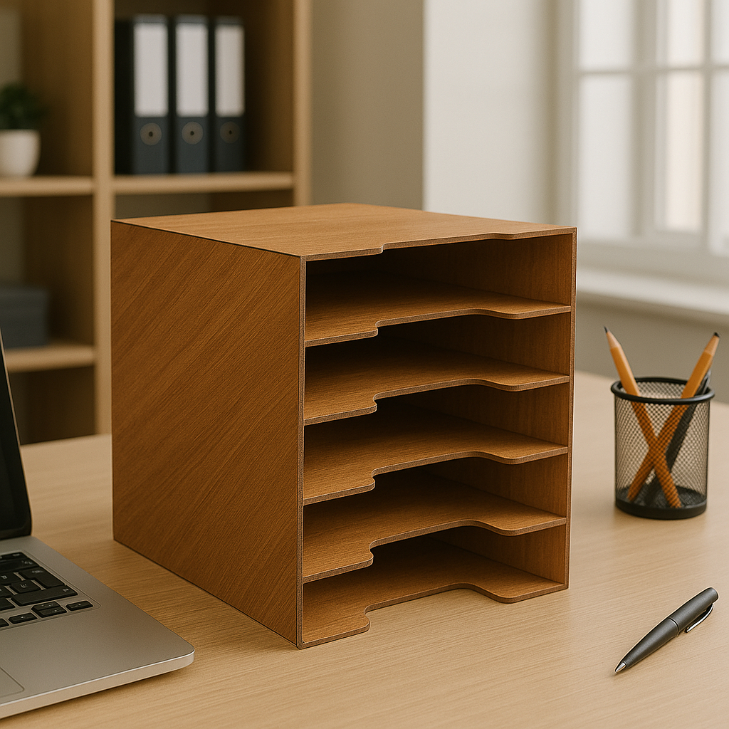 Organizador de Papéis 5 Divisórias em MDF - Escolha sua cor em Oferta na Shopee