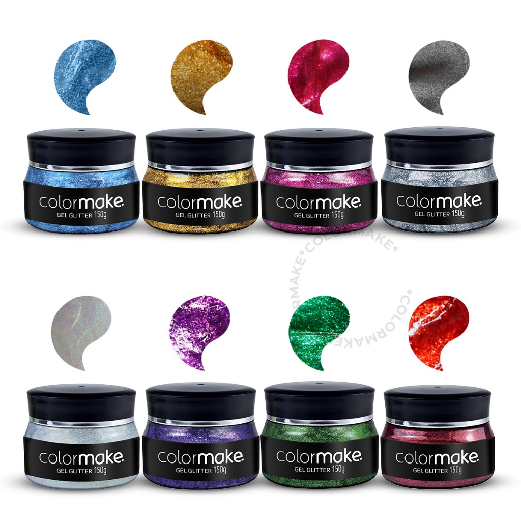 Gel Glitter Colormake 150g Corpo Cabelo Rosto Brilho Intenso Carnaval Maquiagem Artística
