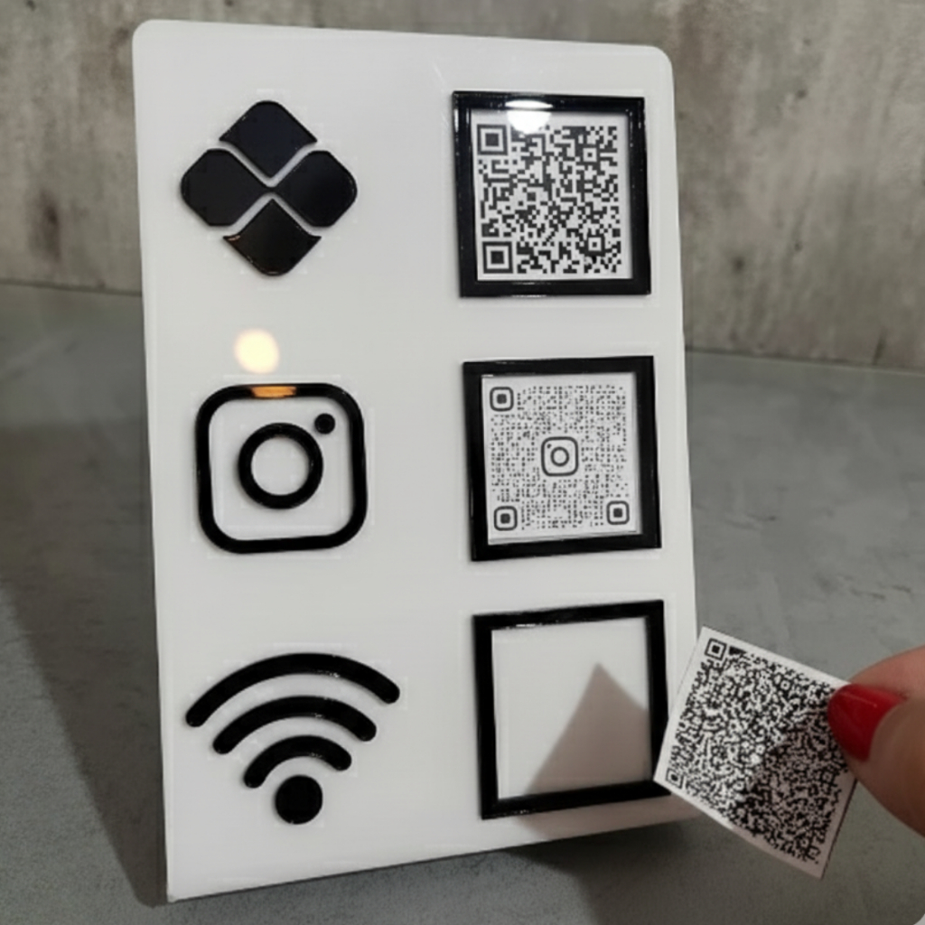 Placa 3 Em  Pix Instagram Wifi Acrílico 10x15 Display Expositor