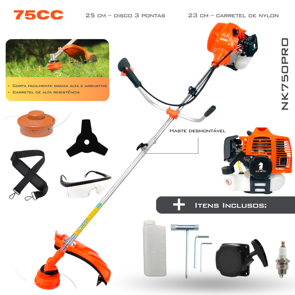 Roçadeira a Gasolina 75cc Completa