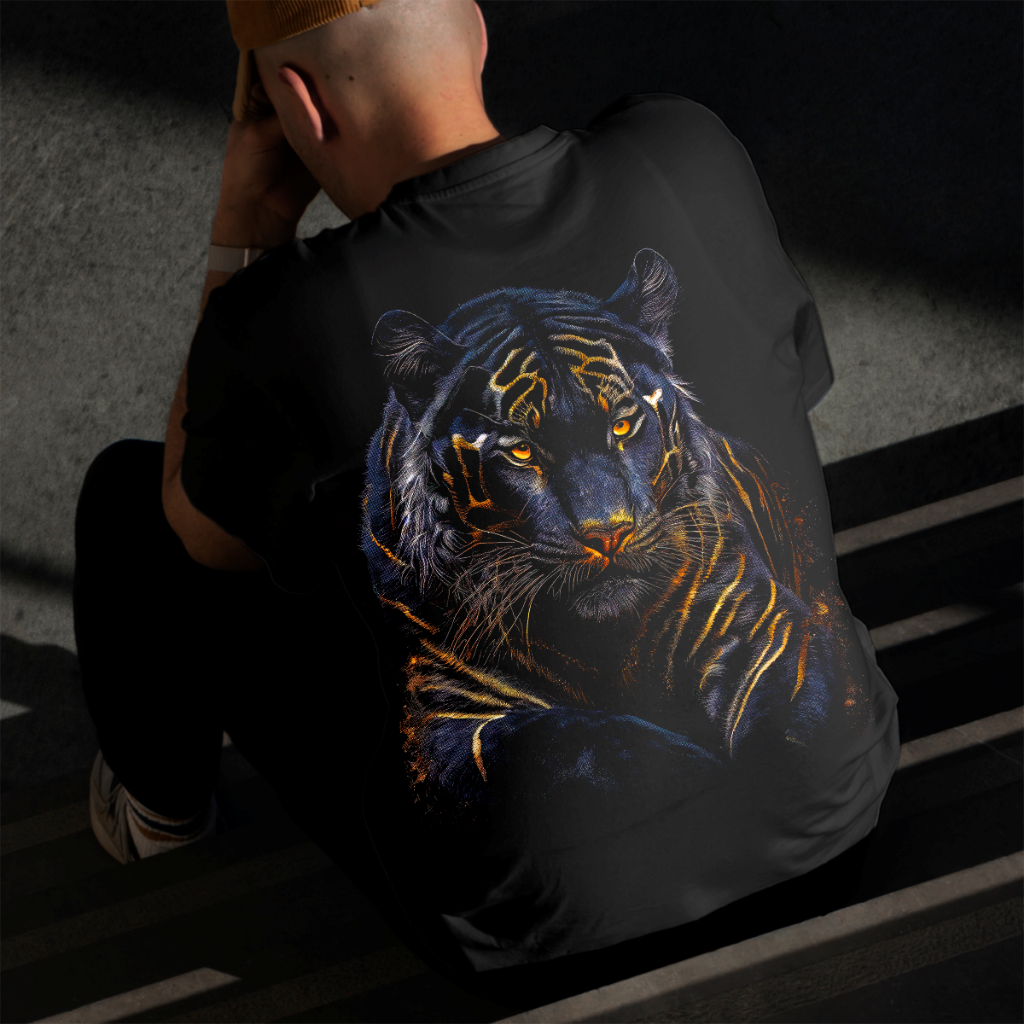 Camiseta Masculina Estampada Deus Tigre 100% Algodão Estilo Conforto Diário Do Tamanho P ao GG