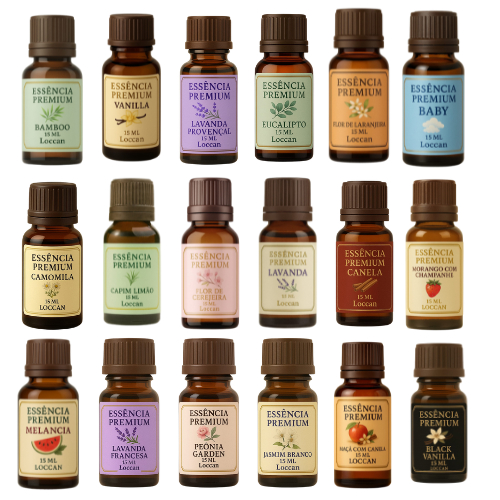 Essências Premium 15ml Alta Fixação Base Óleo - p/ Umidificador Difusor Sabonete Vela a Pronta Entrega