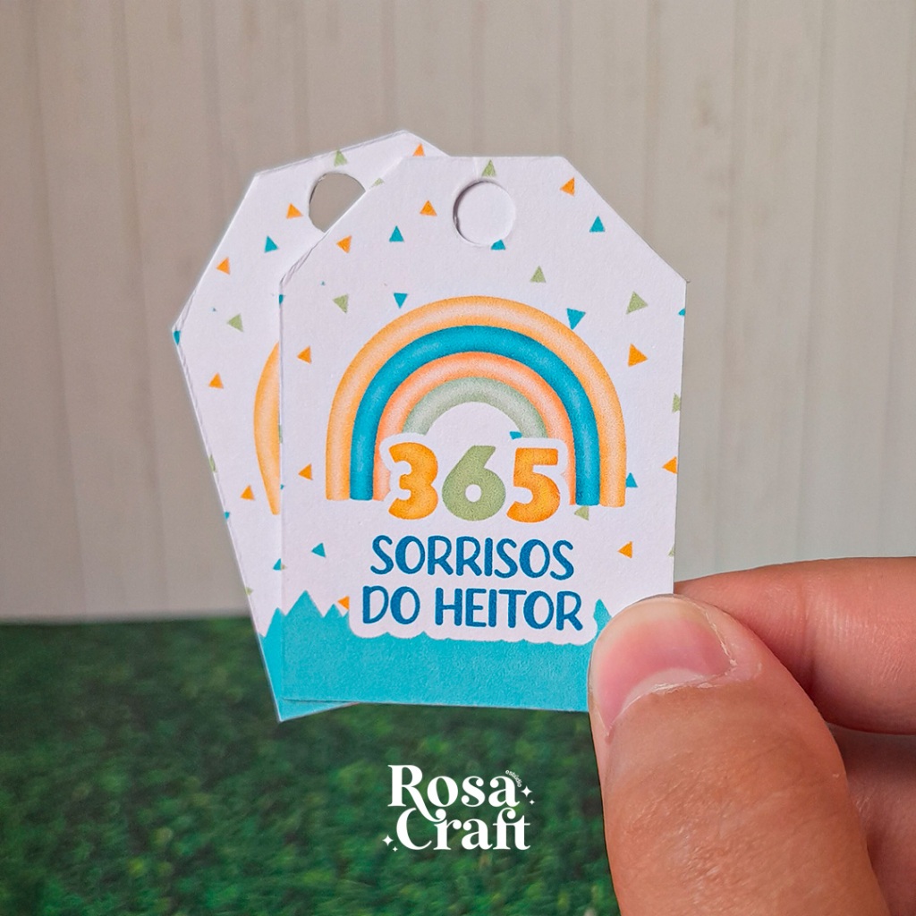 Tags Personalizada 365 sorrisos Azul Menino Lembrancinhas para festa