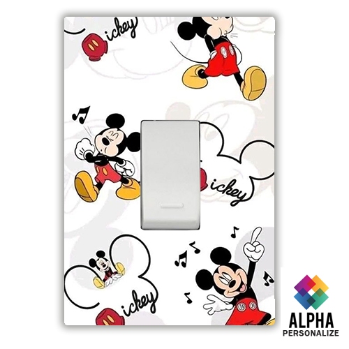 Adesivo para Interrutptor de Lampada e Tomada Tomada Mickey Mouse Branco Clean