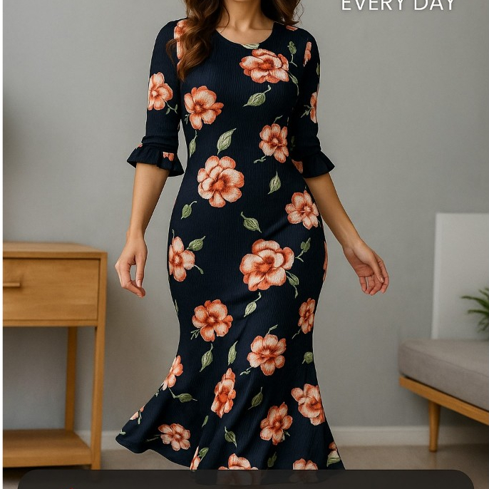 Vestido Tubinho Feminino Casual Tecido Canelado Com Elastano Dia a Dia Confortavel Elegante