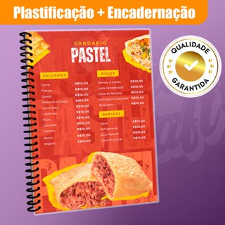 Cardápio Plastificado + Encadernação - Tamanho A4 - ENVIE SUA ARTE em Oferta na Shopee