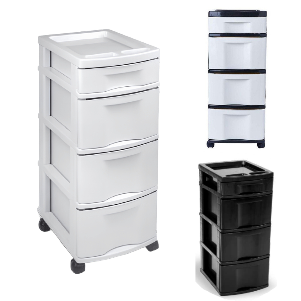 Gaveteiro Organizador Plástico 4 Gavetas Com Rodinhas em Oferta na Shopee