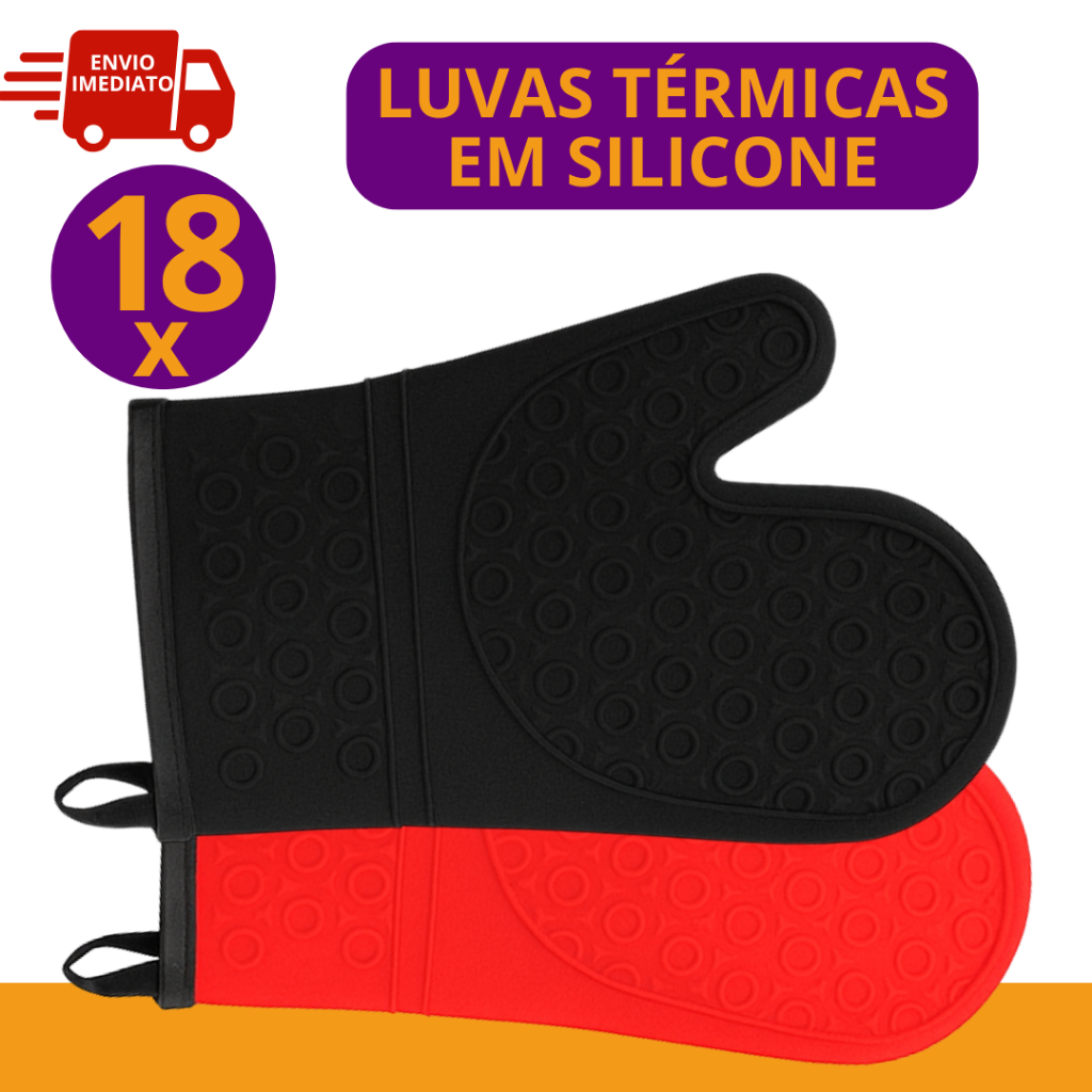 18 Luvas Grandes Forradas Térmicas Luva de Apoio Térmico para Churrasco Forno Air Fryer Cozinha