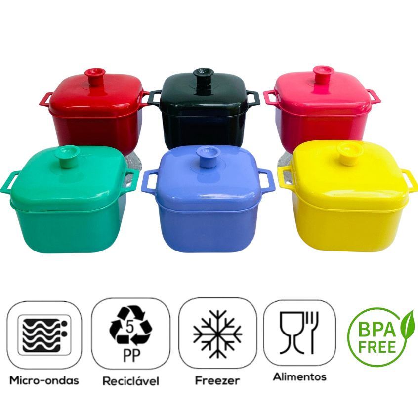 Imagem KIT de Panela de Microondas Caçarola 1,5 Litros/ Potes de plástico/ Potes multiuso.