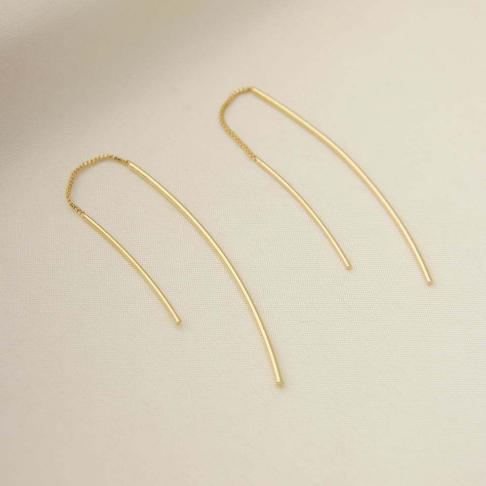 Brinco Fio Longo Feminino Minimalista Leve e Elegante Banhado a Ouro 18k