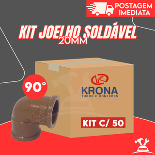 kit 50 unidades joelho cotovelo 90 graus 20mm 1/2 soldavel krona Plastubos