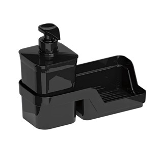Porta Detergente com Porta Esponja 500ml | Dispenser e Organizador de Pia Cozinha Preto em Oferta na Shopee