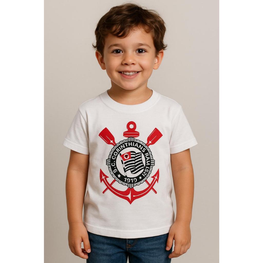 Personalize sua Camiseta Infantil  Basica Estampada Camisa 100% Algodão Unissex - C0rinth1ans