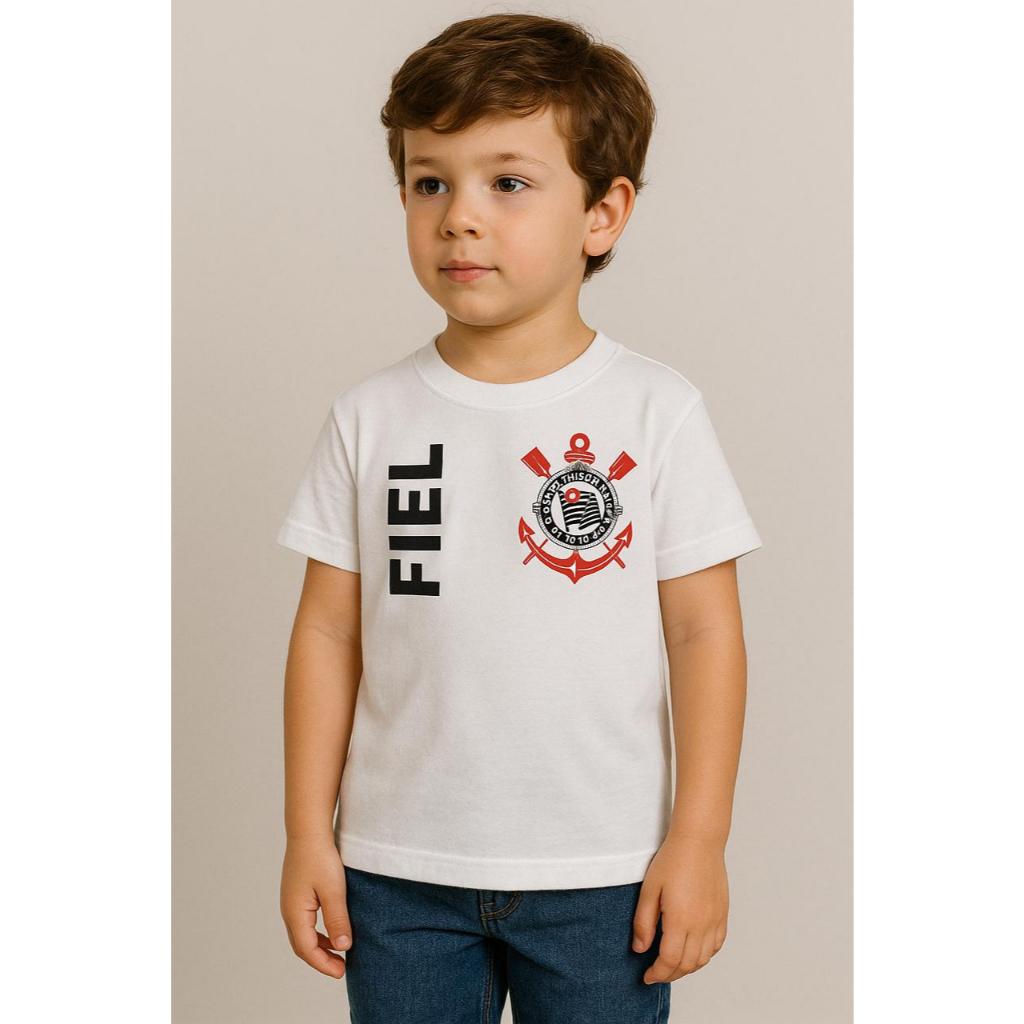 Personalize sua Camiseta Infantil  Basica Estampada Camisa 100% Algodão Unissex - FIEL.