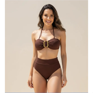 biquini Feminino hot pant bojo removível Forrado Biquíni cintura alta feminino cos alto bojo fio duplo em Oferta na Shopee