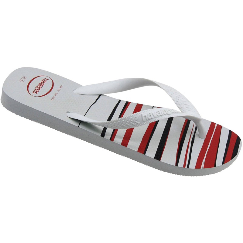 Chinelo Havaianas Top Basic Branco Tiras Relevo Preto
