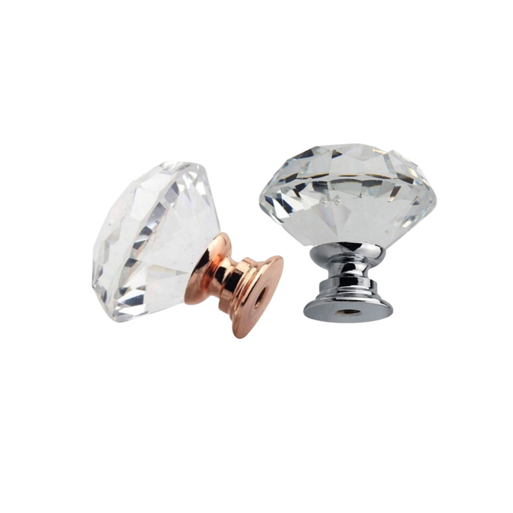 ***Kit 8 PEÇAS*** Puxadores Cristal 30/40 mm ROSE GOLD OU CROMADO. em Oferta na Shopee