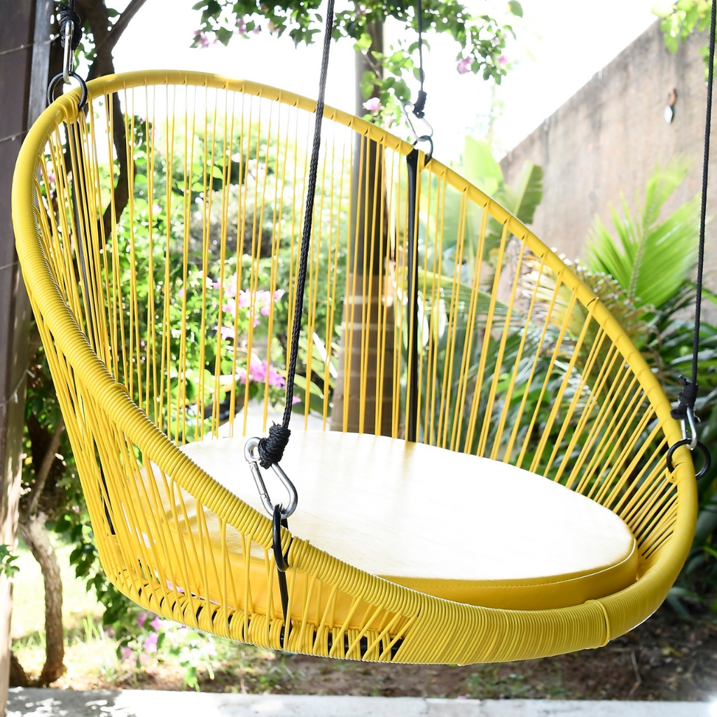 Kit Balanço + Assento Corda Suspensa Banco decoração infantil jardim area Externa Varanda Cadeira