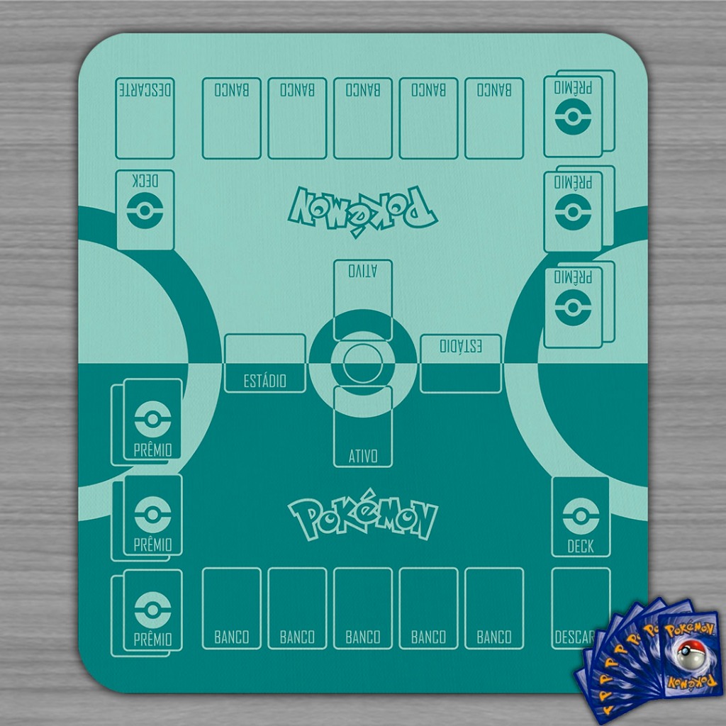 Playmat Duplo Pokémon - GINÁSIO POKÉMON  OFICIAL VERDE CLARO em Oferta na Shopee