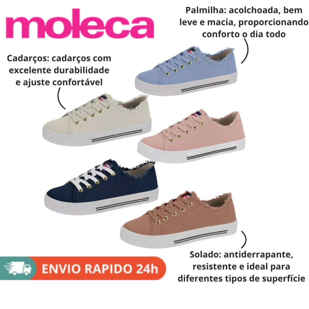 Tenis Adulto Feminino MOLECA Conforto Versatil Elegante Moderno Casual Leve Estiloso Ref 5667.322