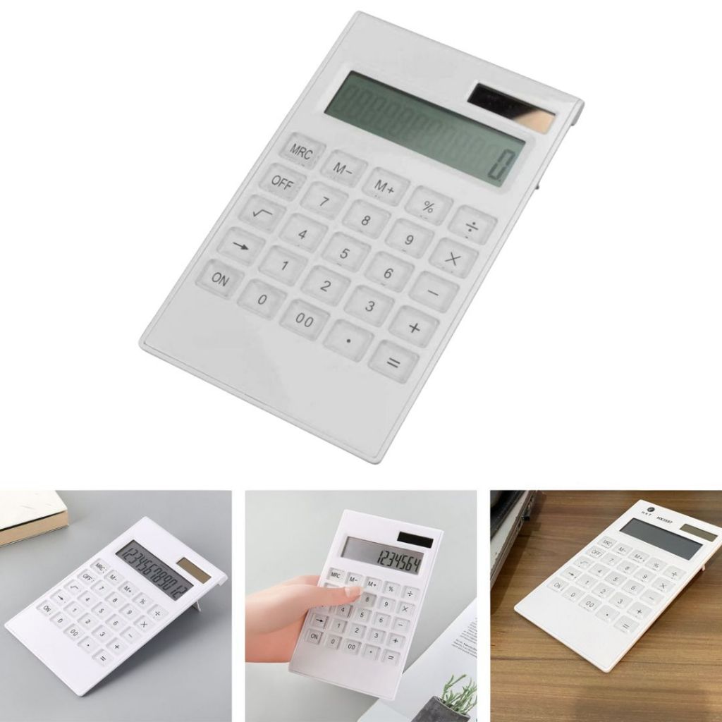 Calculadora Ultra Fina Slim 12 Dígitos Display Fonte dupla de energia| Ideal para Estudo Escritório Organização Lojas