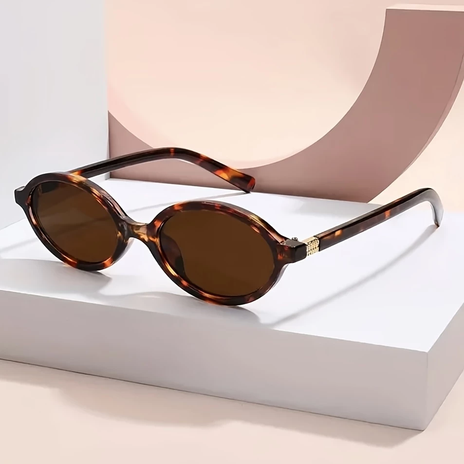 Óculos de sol feminino oval retrô, padrão tartaruga, estilo moderno — imagem 1