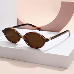 Óculos de sol feminino oval retrô, padrão tartaruga, estilo moderno