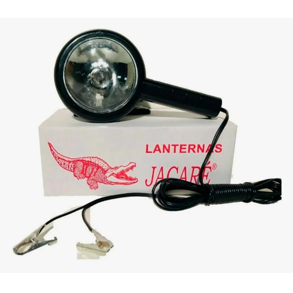 Lanterna Jacaré 12V com garras metálicas para bateria automotiva e embarcações. Nautfix