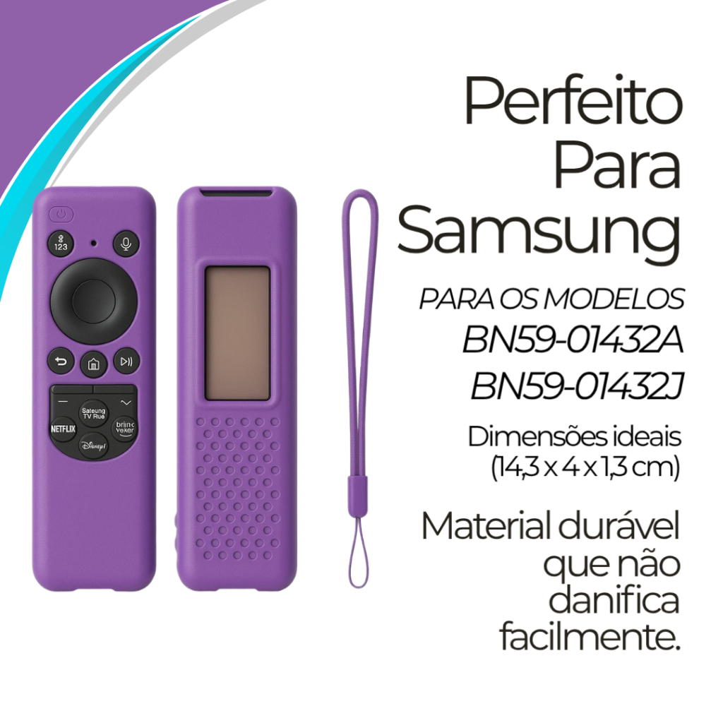 Capa Silicone Flexível Roxa Controle Remoto Smart Tv – Antiderrapante