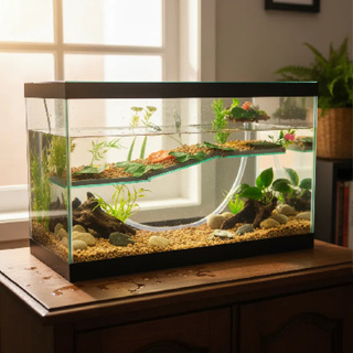 Terrário n7 Grande Aquário Retangular 43 Litros para Tartarugas Jabuti Peixes Rampa Decorado em Oferta na Shopee