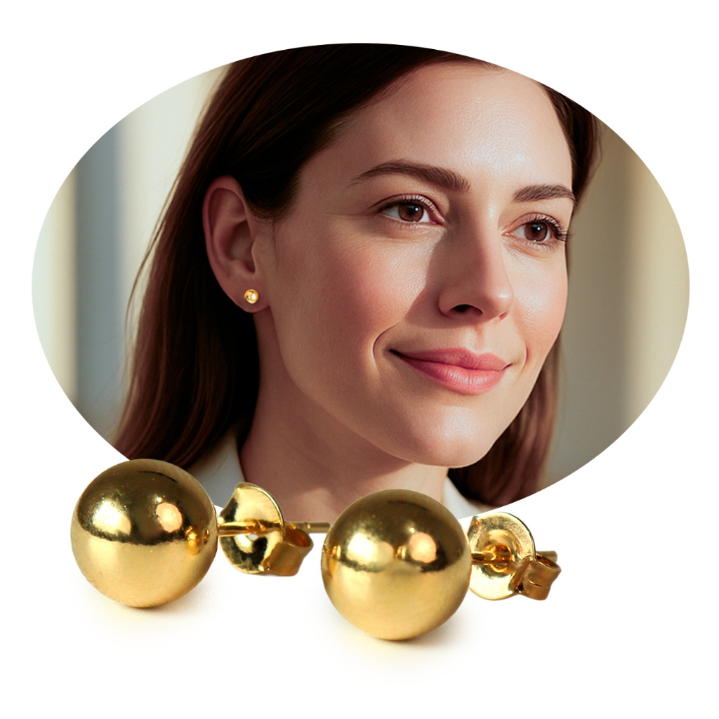 Brinco Bola Bolinha Dourado Banhado Ouro 18k Acessório Feminino Luxo Premium Moda Acessório