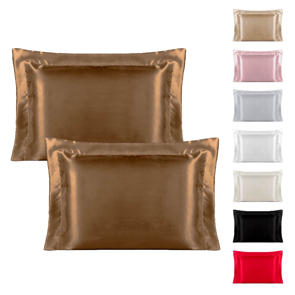 Kit 2 Fronha Cetim Travesseiro Cama Toque de Seda Macio Anti frizz Cabelo 50x70cm com Aba em Oferta na Shopee