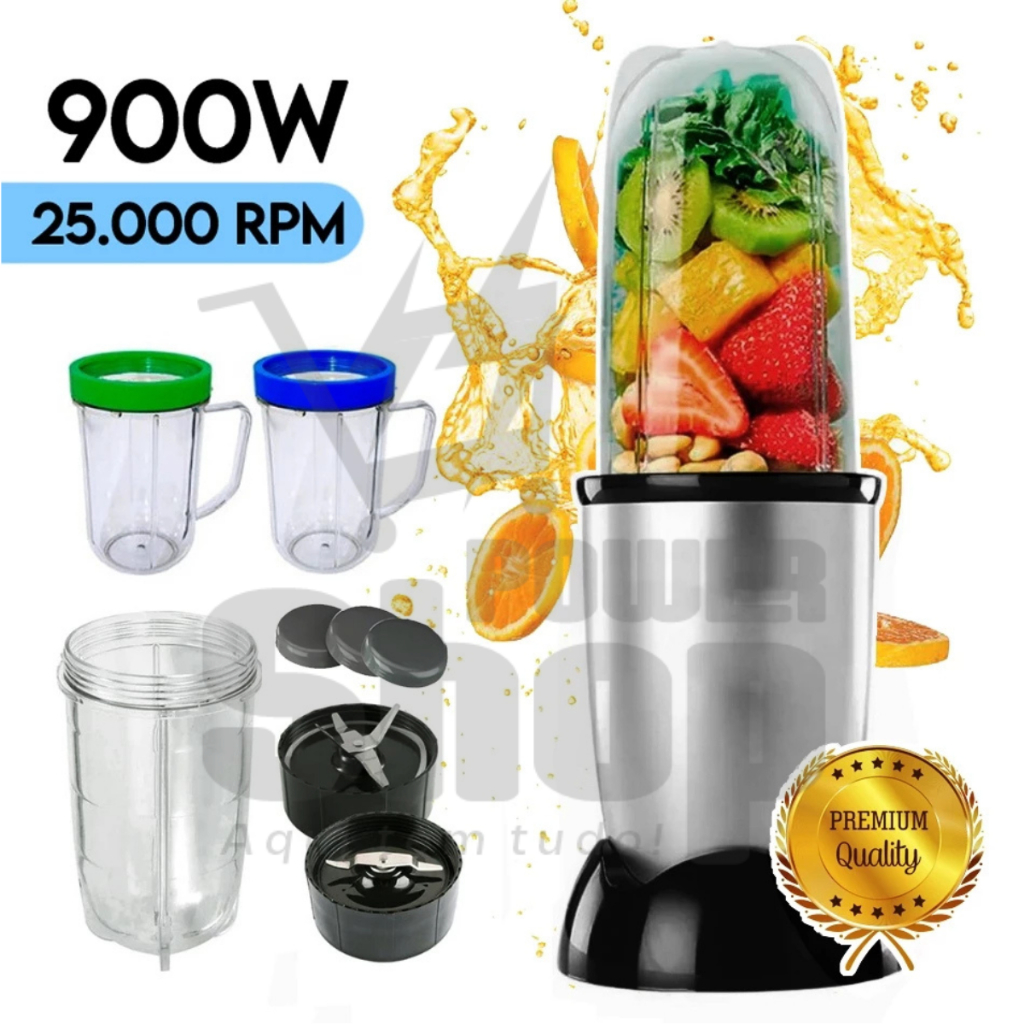 Mini Liquidificador Potente 900W com Copo 12 Peças Portátil e 2 Tipos De Lâminas 110v