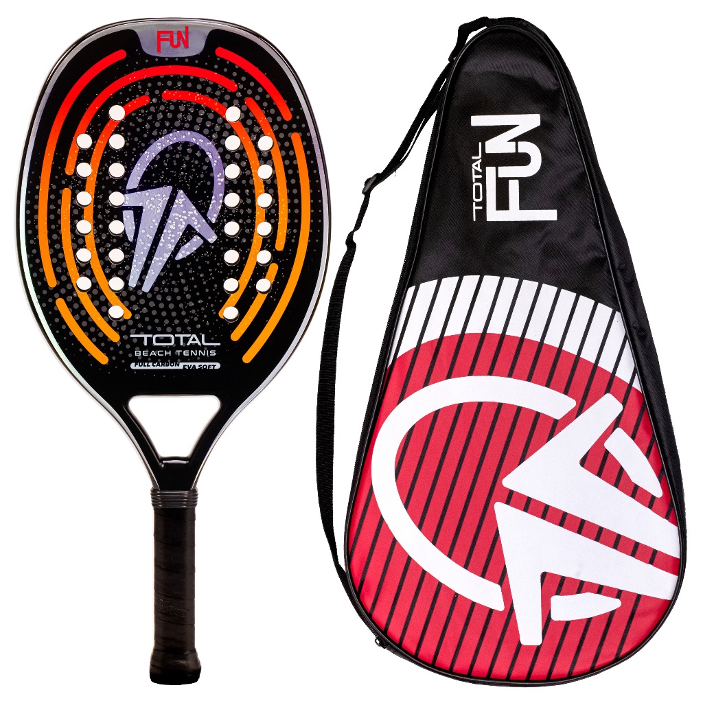 Raquete de Beach Tennis Carbono Total Fun 2025 + Capa em Oferta na Shopee