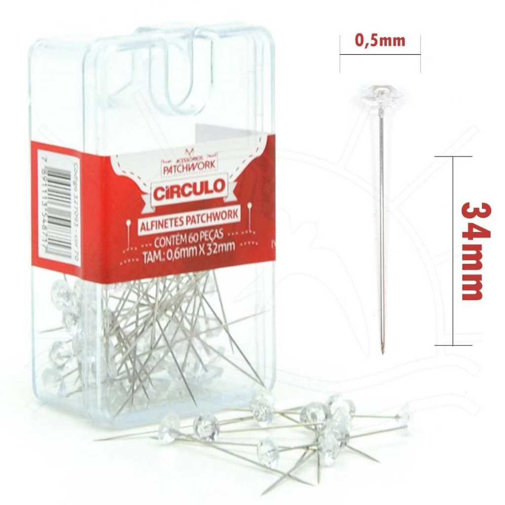 Alfinete Cabeça Diamante 60 unidades - circulo