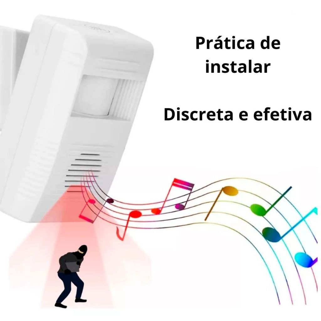 Alarme Sensor De Presença Sem Fio Campainha Para Loja E Casa Com 5 Sons