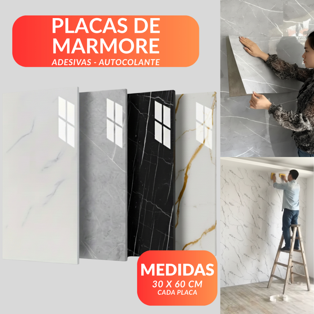 Placa Mármore Adesivo 3d Parede Lavável Porcelanato Auto Colante em Oferta na Shopee