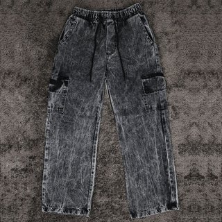 【TUNG JEANS】Calça Wide legue cinza Unissex Design dois bolsos calças cargo