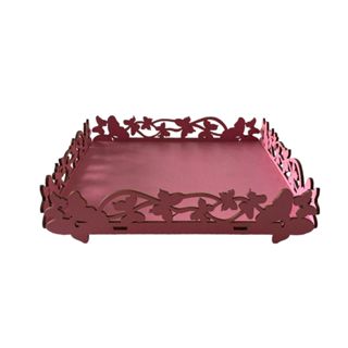 Bandeja Borboletas 20x20 Decoração MDF Crú Pintada Cor Rosa em Oferta na Shopee