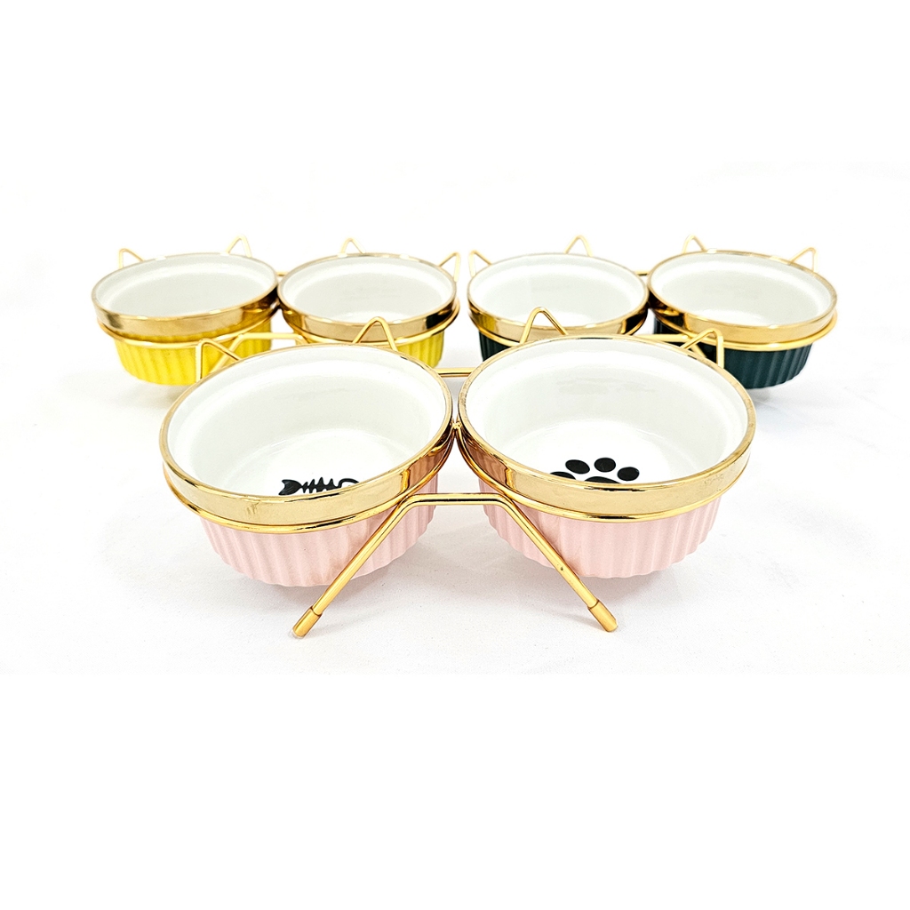 Comedouro Bebedouro Duplo Elevado Para Caes Cachorros E Gatos 320ML Rosa Verde Amarelo em Oferta na Shopee