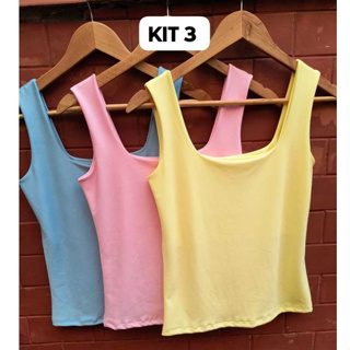 Kit 3 Blusas Regata femenina Alça Grosa Moda Elegante Tendencia Blogueira casual verão 2025 em Oferta na Shopee