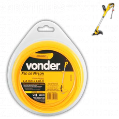 Fio Nylon Redondo 1,8mmX100m Vonder Para Aparadores de Grama Resistente
