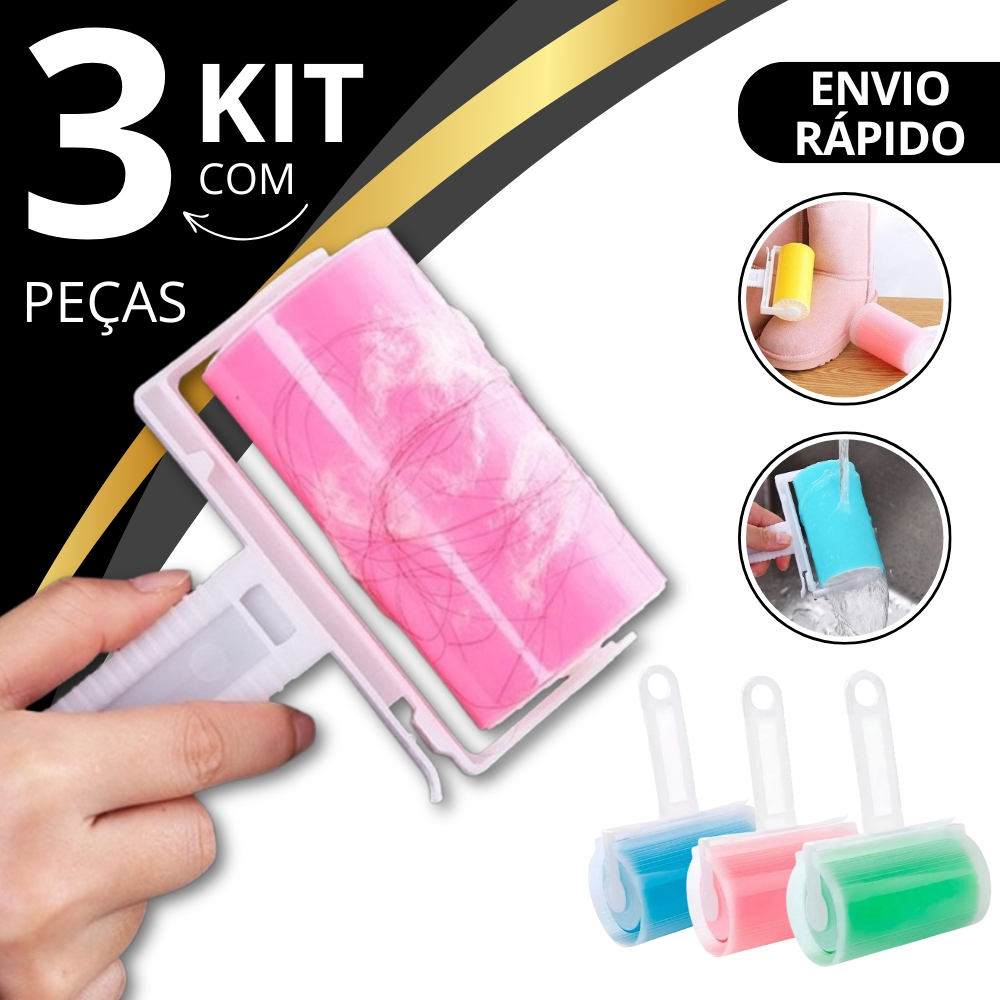 Kit 3 Rolo Tira Pelos Lavável Multiuso com Capa Protetora em Oferta na Shopee