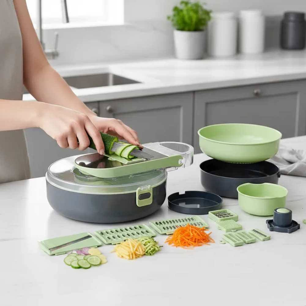 Ralador Multifuncional Fatiador Vegetais Frutas Acessórios Casa Cozinha Utensílio Doméstico Presente 15 Peças
