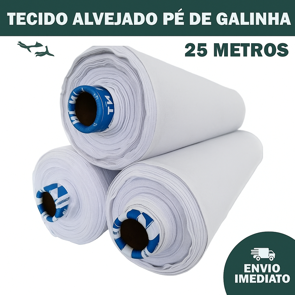 Rolo de Tecido Alvejado Pé de Galinha 25 Metros Pano de Prato Branco - Envio Imediato em Oferta na Shopee