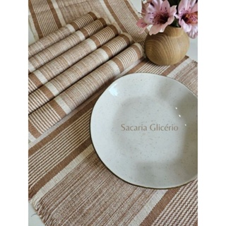 Jogo Americano Luxo 7 peças sendo 1 caminho e 6 lugares tear algodão em Oferta na Shopee