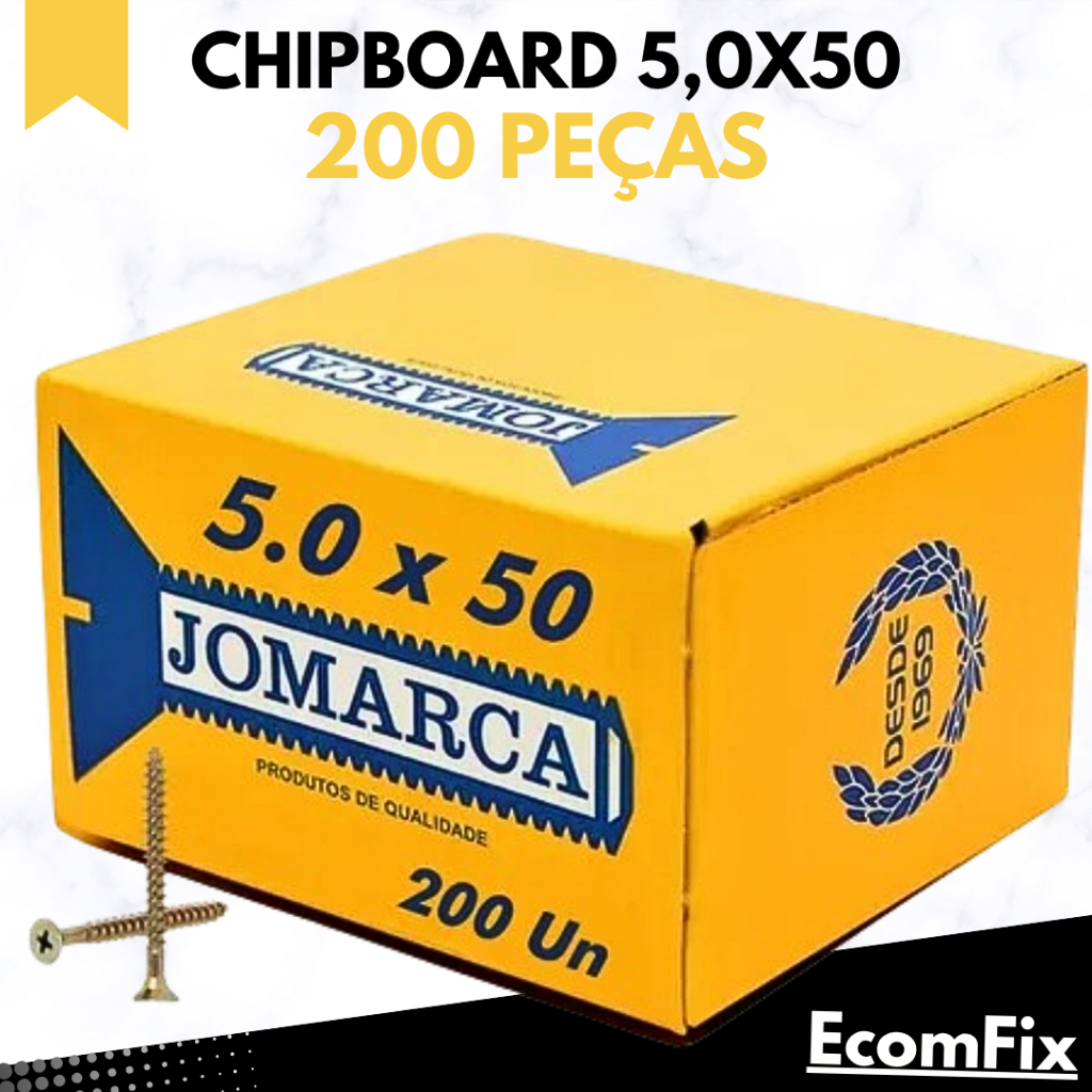 Parafuso Chipboard 5,0 X 50  Chata Phillips para Madeira - Caixa Com 200 Peças - JOMARCA em Oferta na Shopee