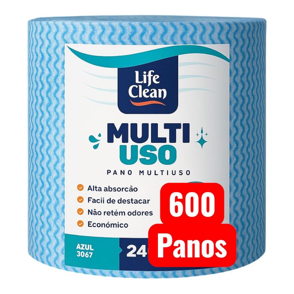600 Panos Multiuso Perfex 20x40cm Azul | Rolo de Limpeza 240m Super Absorvente e Reutilizável