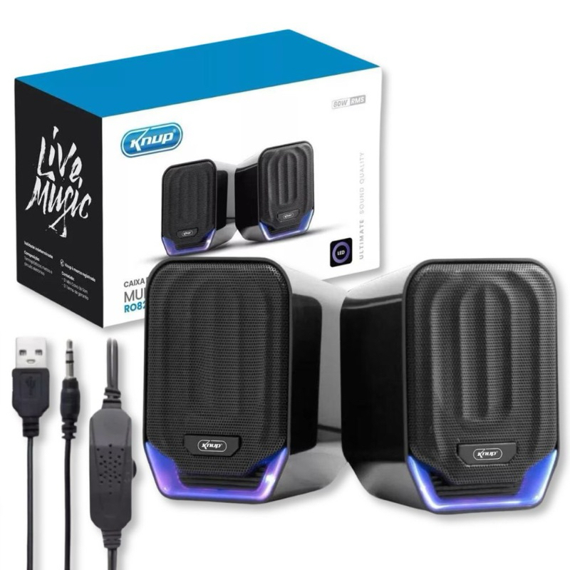 Mini Caixa de Som USB 12W RMS - Knup - KP-RO823